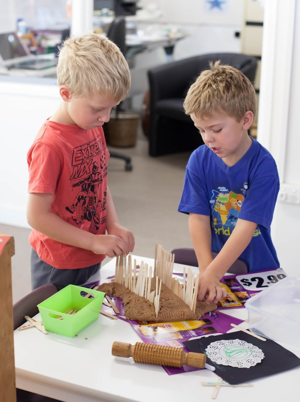 Two students working on their project